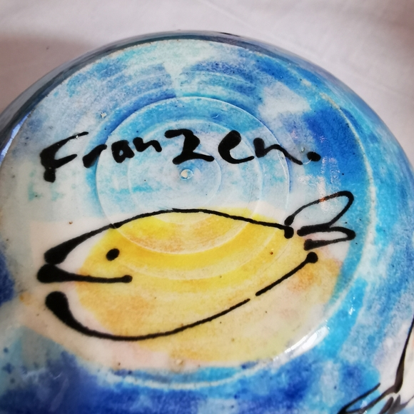 Art Pottery Large Blue and Yellow Fish Mug - Picture 12 of 12